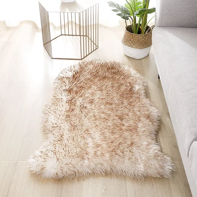 

NEW2023 Soft Fur Artificial Sheepskin Rugs Carpet For Bedroom Living Room Skin Fur Carpet Plain Fluffy Seat Pad Washable Faux Ma