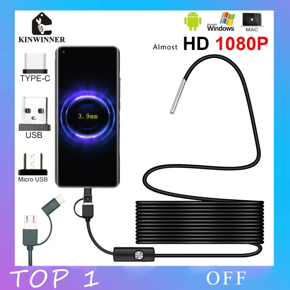 

Android for Endoscope Camera hd 1080p 3.9mm Mini Camera PC USB Type C Endoscope for Cars Borescopes IP67 Waterproof Sewer usb c