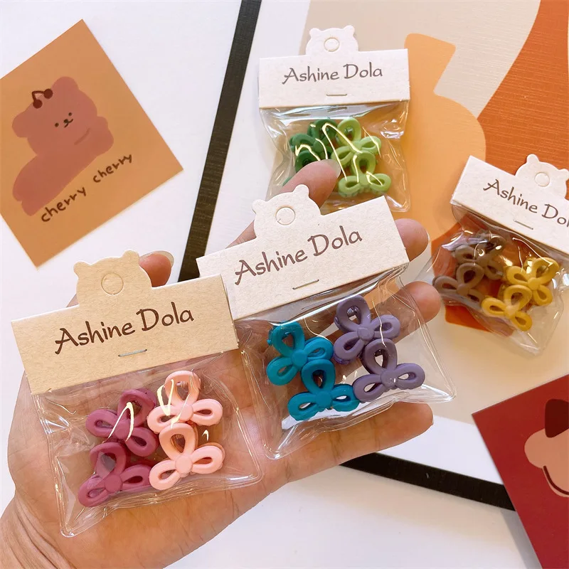 

4PCS Set of Girls Rubber Craft Solid Color Hair Claws Kids Sweet Hairpins Children Fashion Hair Accessories Cute Hair Clip