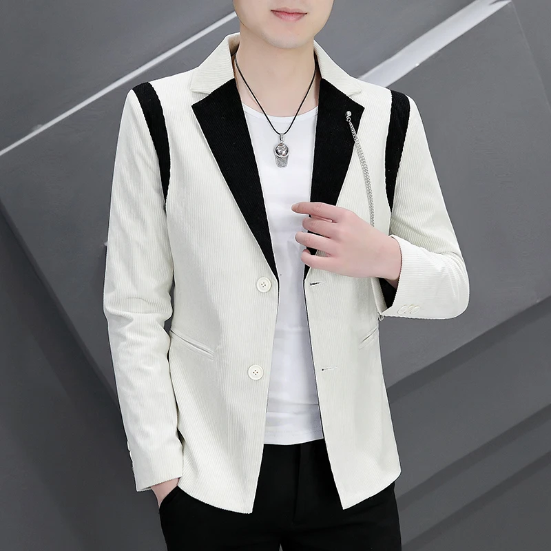 

Boutique autumn clothing new fashion high-end British men's small suit set Korean version slim trend handsome
