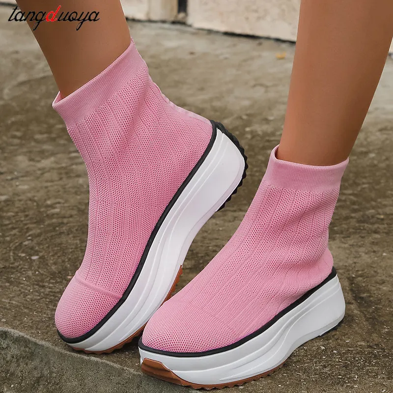 

Кроссовки женские на массивном каблуке, легкая спортивная обувь, розовые, размер 42