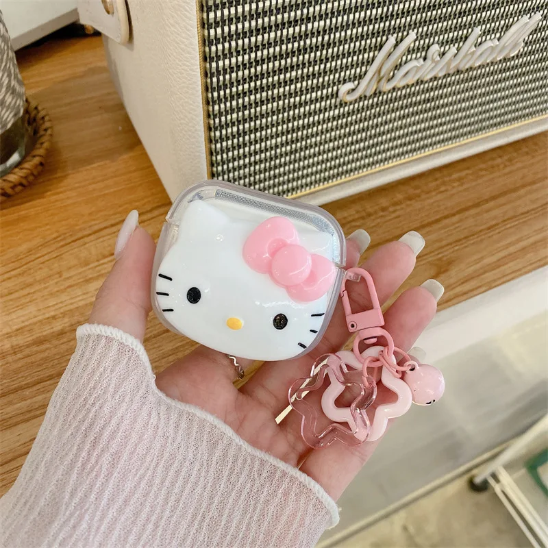 Прозрачный чехол для наушников Hello Kitty Airpod с рисунком искусственной звезды из