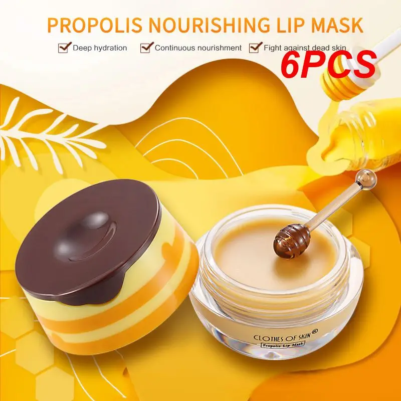 

6PCS Honey Lip Balm Moisturizing Propolis Lip Mask Remove Line Care Brush Skin Lips Dead Oil Nourishing Lip Reduce With C5B4