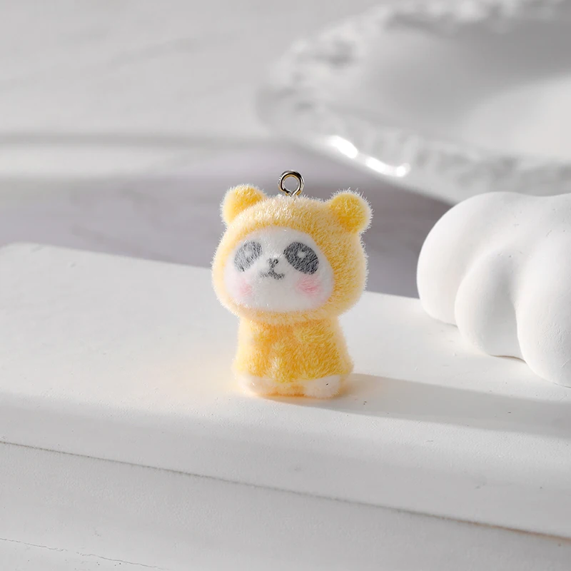 2 шт. флокирующий плащ кролик панда собака подвески из смолы милые 3D Животные для