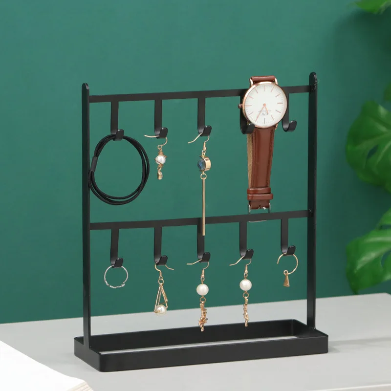Earrings Necklaces Rings Display Stand Wall Mounted Jewelry Storage Dresser Metal Wrought Iron Earring Watch Hanging Holder