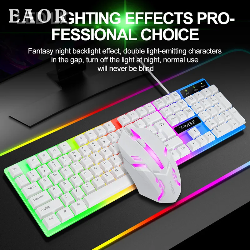 

EAOR RGB Backlit Mechanical Keyboard and Mouse Set Spanish Keyboard Wired Gaming Keyboard Mouse Combos for Laptop PC Gamer