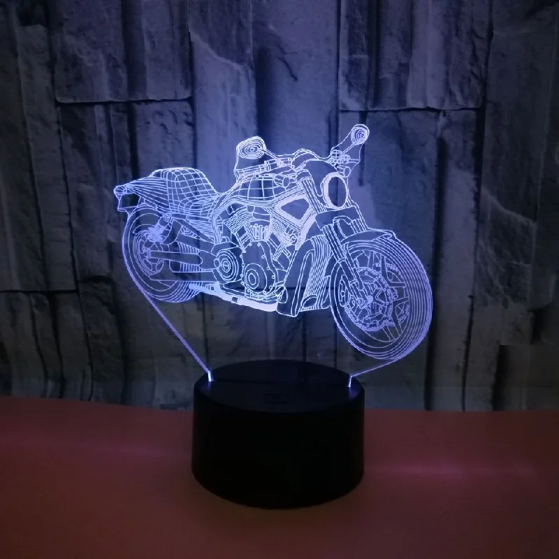 

Motorcycle 3D LED Night Light Action Figure 7 Colors Touch Optical Illusion Table Lamp Home Decoration Model Gifts Boys