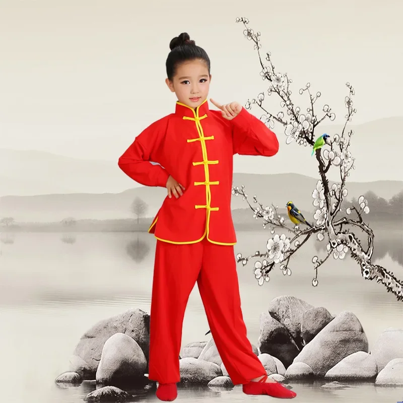 Traditional Chinese Clothing Men Women Kid Tang Suit Performance Tai Chi Outfit Boy Set Stage Costume Girl Wushu Kung Fu Uniform