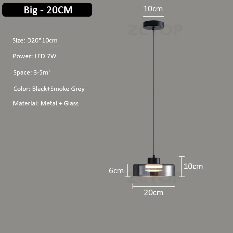

Подвесной светильник ZCTOP стеклянный черный 7Вт