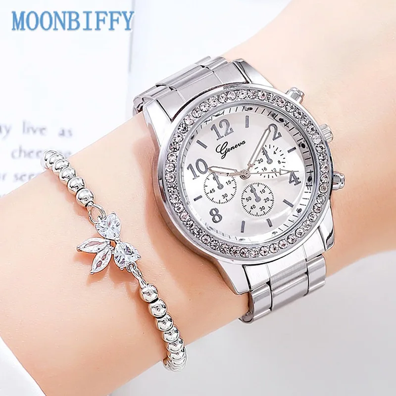 

Elegant Ladies Quartz Watch Rose Gold Stainless Steel Band Women Wristwatch Relógio Luxury Diamonds Rhinestone Watch Women