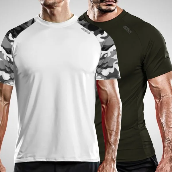 

DRSKIN Made in Korea Men`s Top Short Sleeve Sports T- Shirts Cool Dry Gym Running Fitness Football Soccer