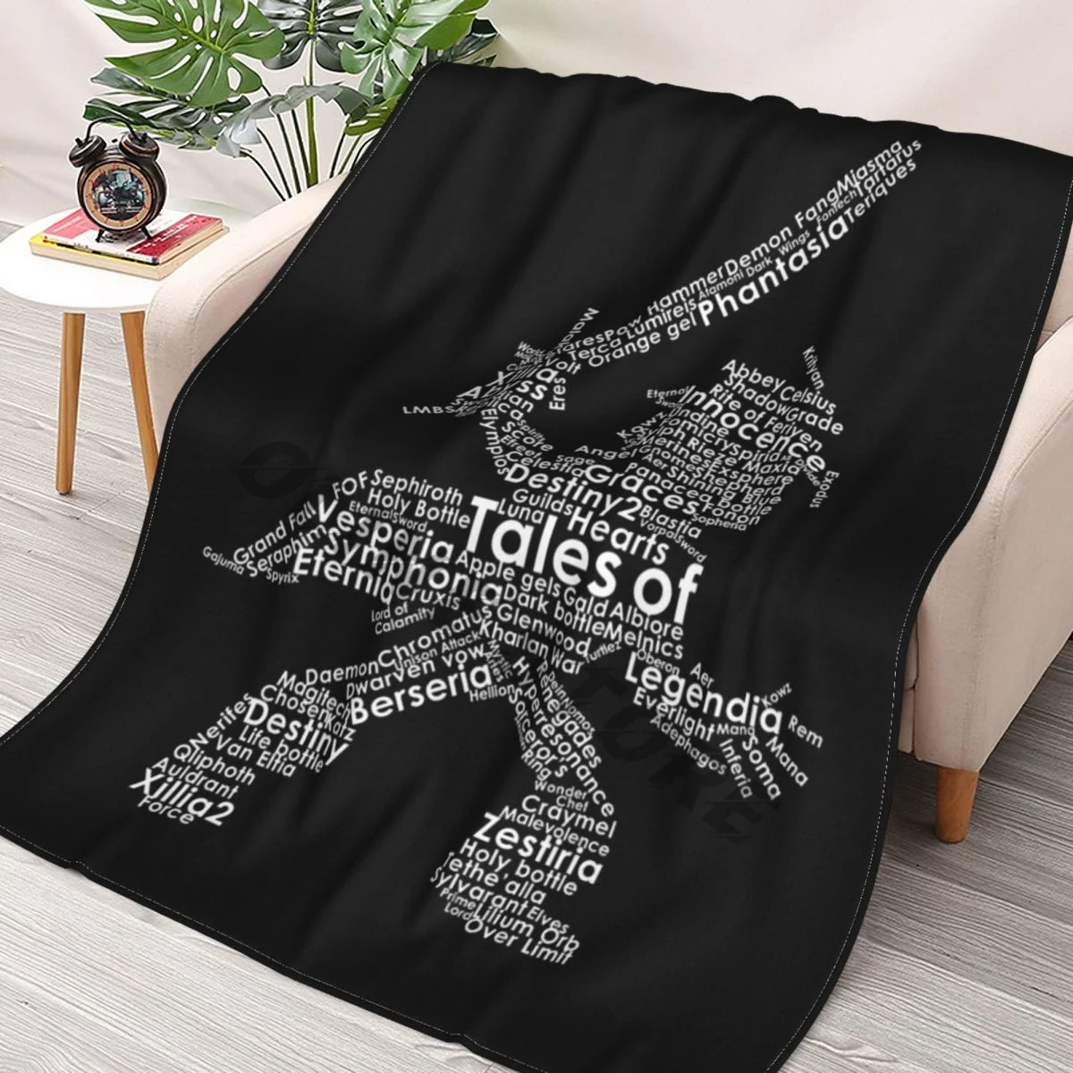 

A To Z Throws Blankets Collage Flannel Ultra-Soft Warm picnic blanket bedspread on the bed