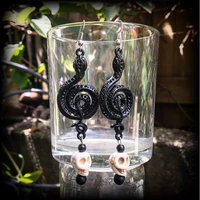 2022 new simple korean style fashion spray paint snake swimming black pendant earring accessories