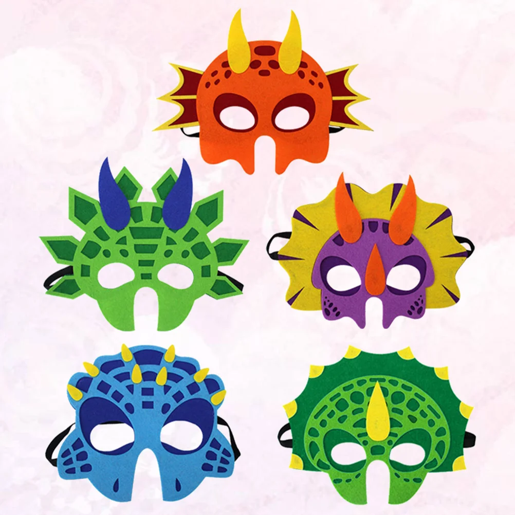 

10Pcs Eco-friendly Felt Masks Creative Dinosaur Animal Design Masks Kids Children Party Cosplay Performance Props