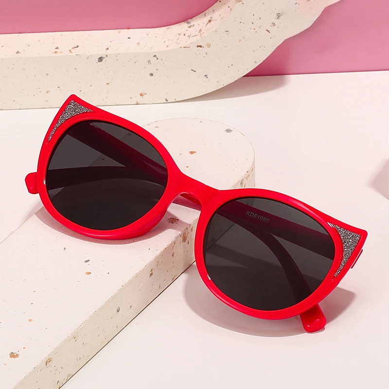 Детские солнцезащитные очки Elbru в круглой оправе с кошачьими ушками новый стиль