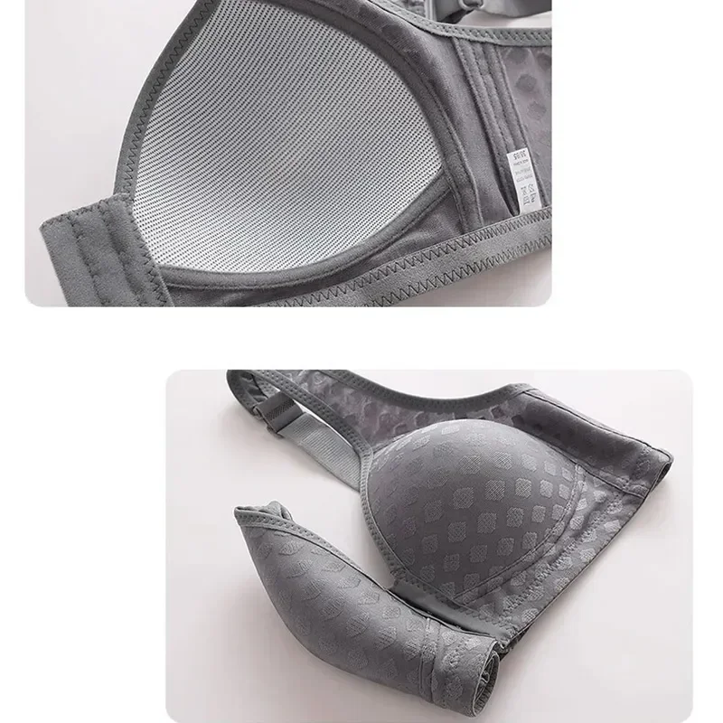 

Anti-sagging Thin Section Underwear Brassiere Mother Front Gathered The Sexy No Ring Large Steel Size Ladies Type New Button Bra
