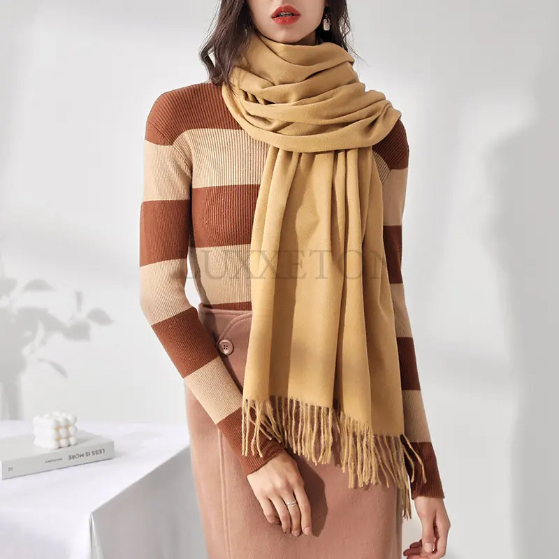 

Luxury Plaid Scarf Winter Warm Cashmere Women Long Pashmina Foulard Female Scarves Lady Tassel Shawl Wraps Design