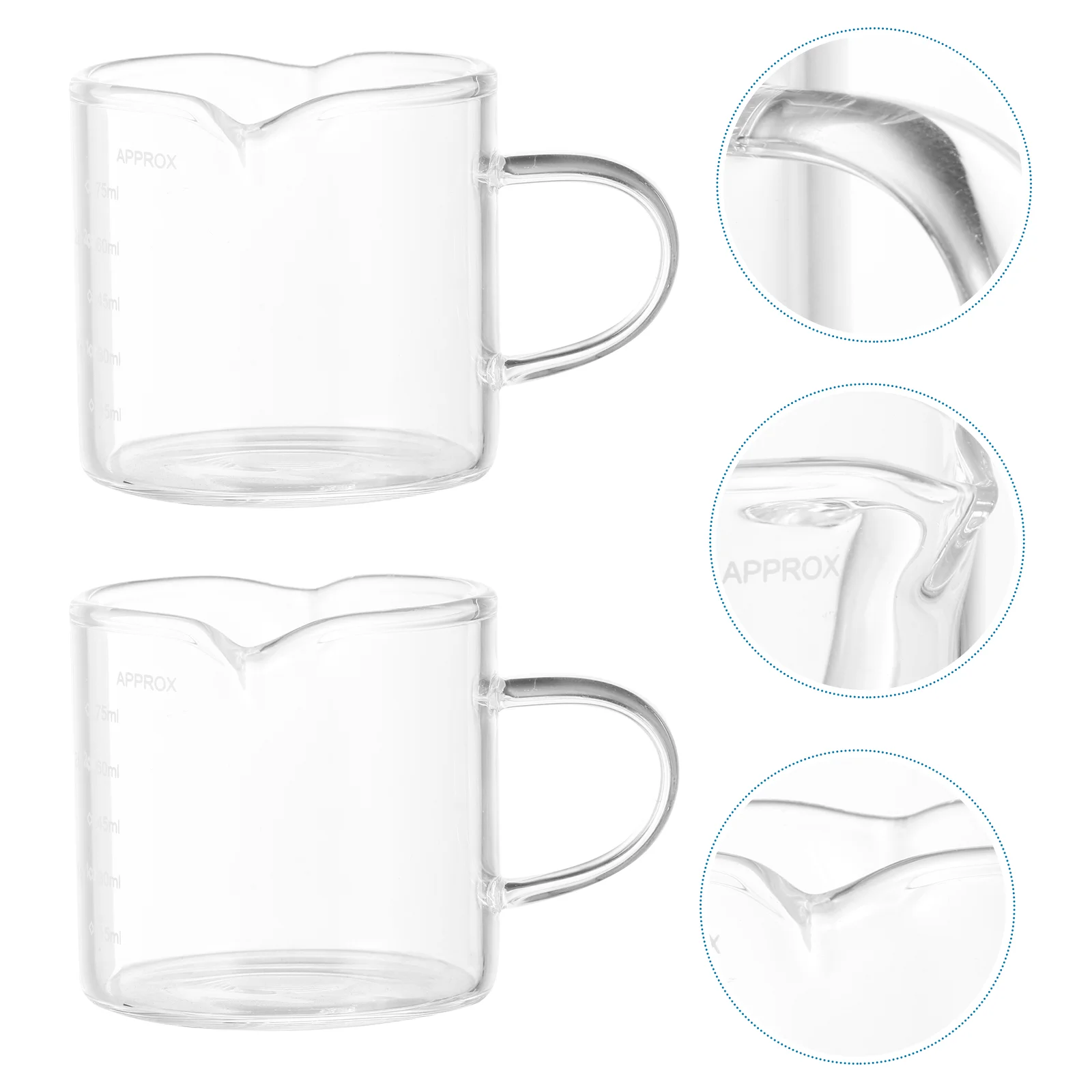 

2Pcs Glass Cups Practical Coffee Latte Art Cups Double Mouth Drinking Cups