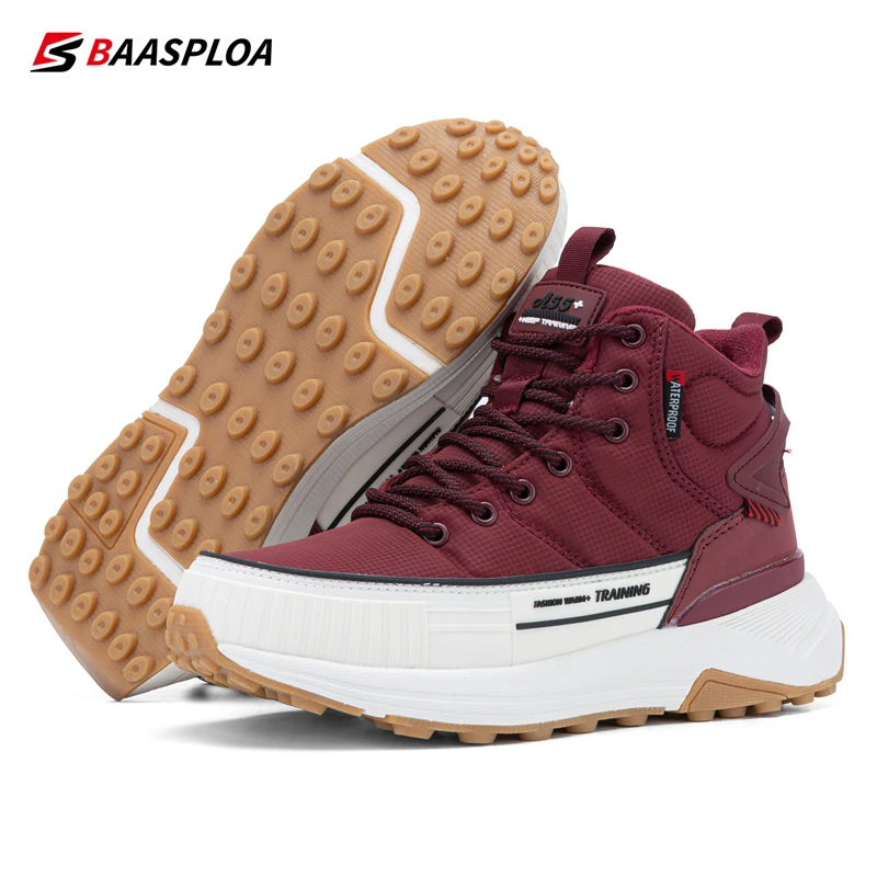Baasploa Winter Luxury Warm Trainers Cotton Shoes Fashion Low Heels Comfort Ankle Boots Female Outdoor Waterproof Hiking Sneaker