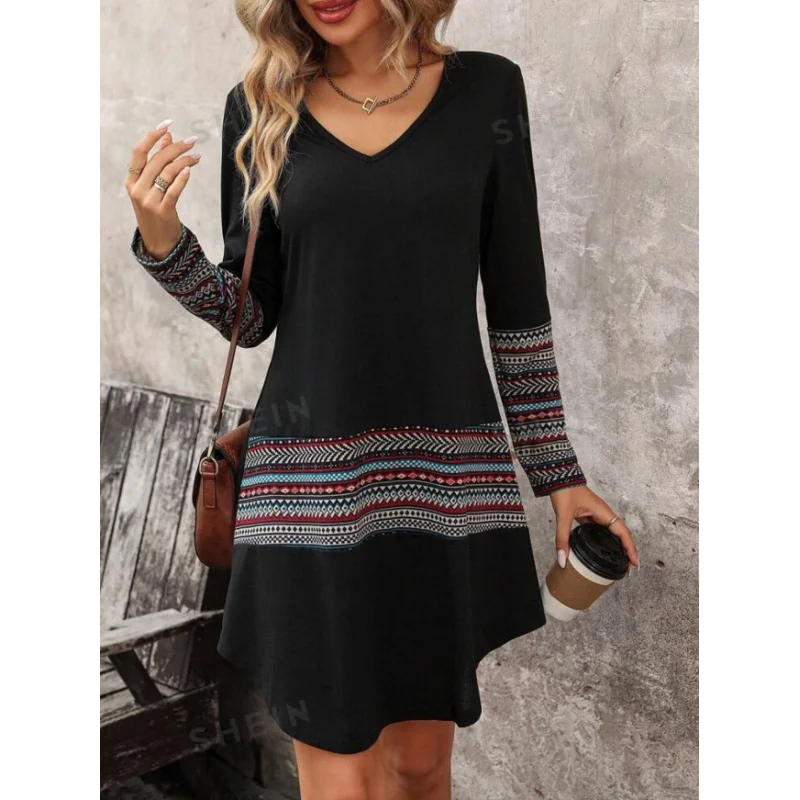 Женское элегантное модное платье с длинным рукавом осень