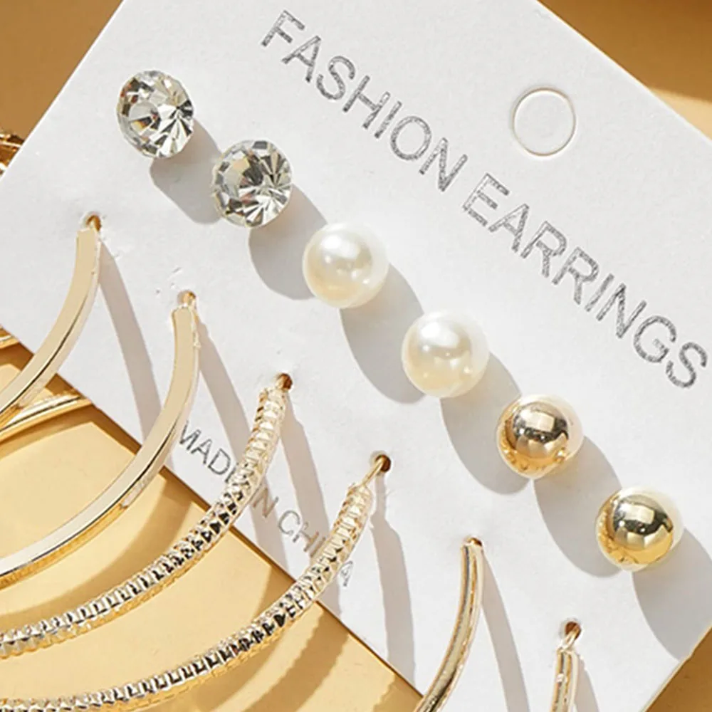 Модные серьги-гвоздики с искусственным жемчугом комплект из 12 предметов