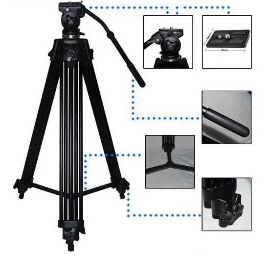 Фото Профессиональный штатив для камеры 1,8 м с жидкостной головкой для Canon Nikon Sony JVC DV DSLR @ №2