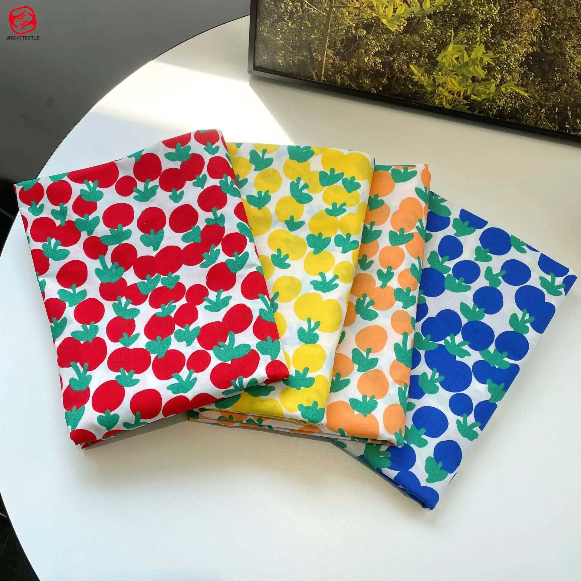 

1 ярд 60S хлопчатобумажная ткань с принтом фруктов, оранжевая яблоко, цветочная ткань, сделай сам, швейная рубашка, платье, детская одежда, мат...