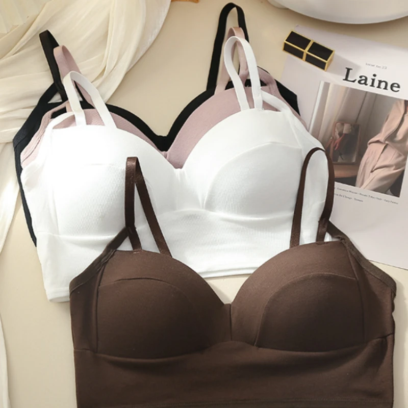 

Cotton Bustiers Fashion Casual Corset Top Women Intimates Bras Soft Push Up Underwear Back Wrap Bra Preppy Top Lingerie