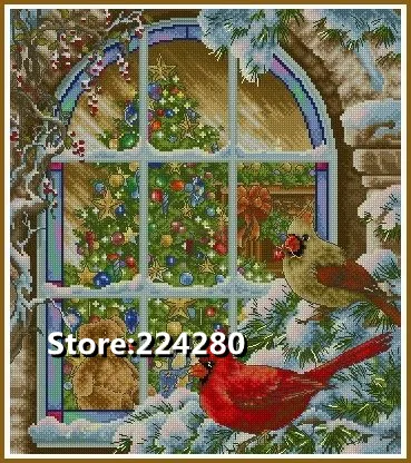 

Winter Bird at the Window Sewing kit Needlework 16CT 14CT Canvas Unprinted Handmade Embroidery Cross Stitch Kits DIY Home Decor