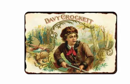 Жестяная вывеска на сигар Davy Crocket Cigars 8x12 винтажные этикетки для реклама 1890-1900 гг.