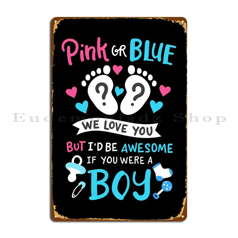 

Металлический плакат с надписью «Пол реб.», розовый или синий цвет