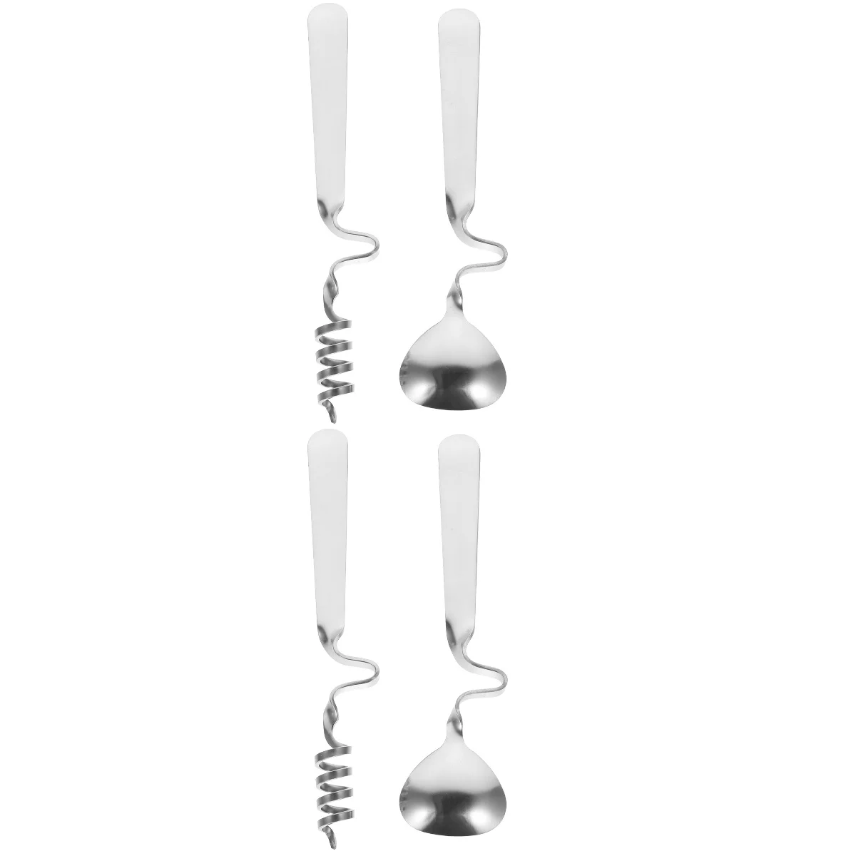 

4 ложки для смешивания кофе из нержавеющей стали, ложки с изогнутой ручкой (серебристые)