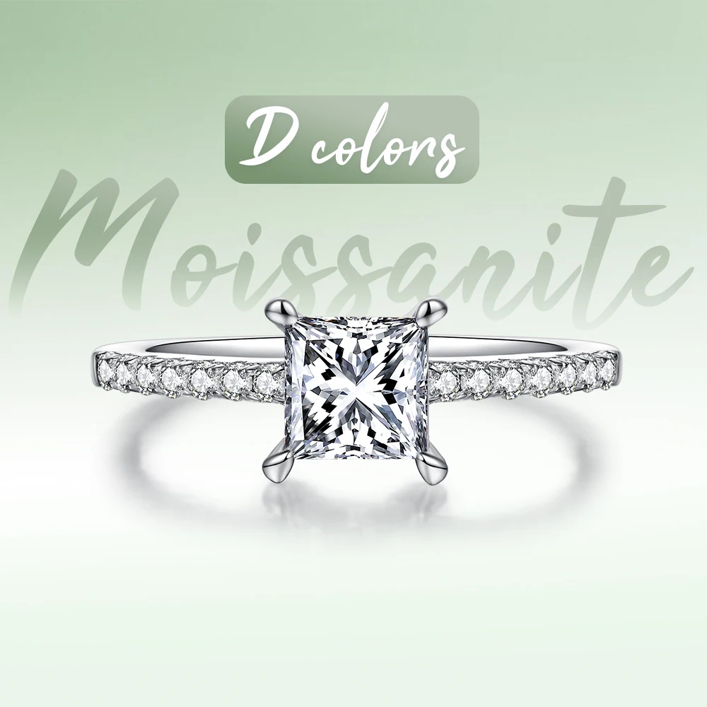 Кольцо женское из серебра 925 пробы с квадратным бриллиантом 1 карат