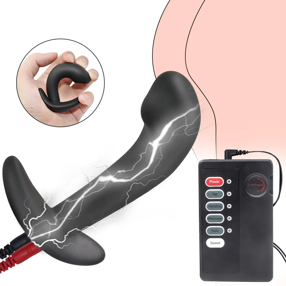 

Electric Shock Silicone Anal Plug E-stim Anal Plug Buttplug Dildo G-Spot Prostate Massager Anus Dilator Intimate Goods Masturbat