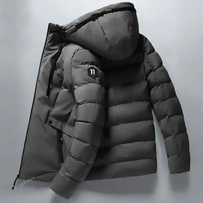 DIMI Mens Solid Down Coats M-4Xl Fashion Winter Jacket Men Hoodied Parka Warm Windproof Coat Male Thicken Zipper Warm Jackets