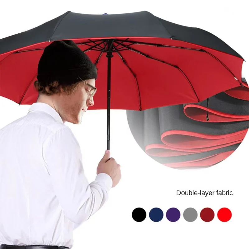 

Двойной Зонт с защитой от ветра, полностью автоматический складной зонт от солнца для мужчин и женщин, большой деловой зонт от солнца и дожд...
