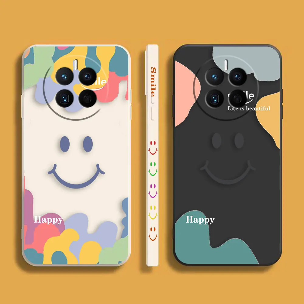 

Simple Smiling Face Happy Phone Case For Huawei MATE 10 20 20X 30 40 50 P20 P30 P40 P50 P60 PRO PLUS Colour Liquid Case Funda
