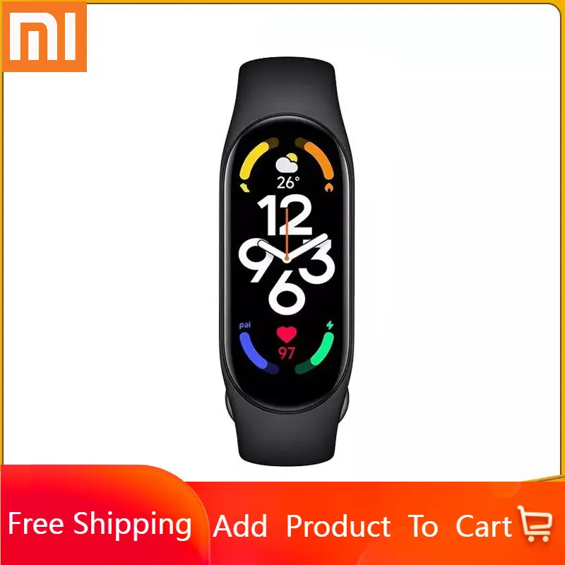 

100% оригинальный телефон Xiaomi Mi Band 7 SpO2 слежение всегда на лице 5ATM водонепроницаемый 15 дней работы от батареи смарт-браслет