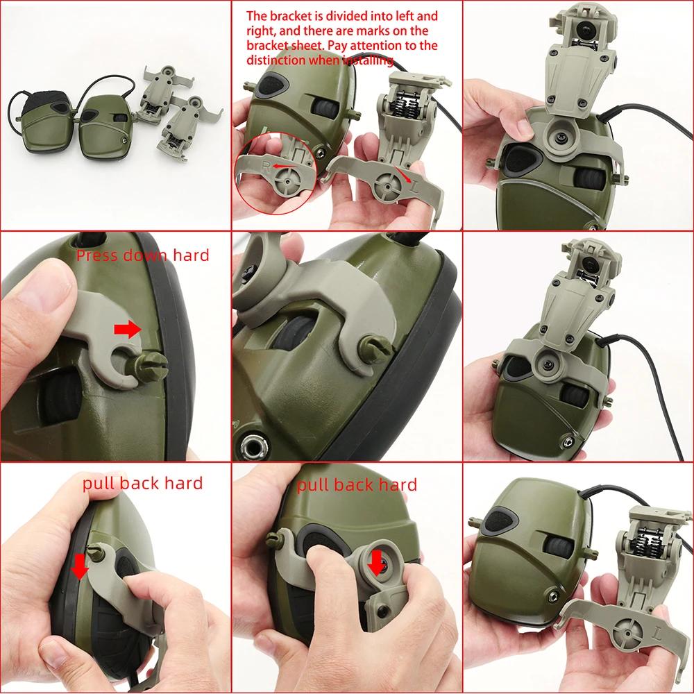 Tactical Helmet ARC Rail Adapter with Electronic Noise Canceling Shooting Sport Headset Airsoft Hunting Shooting Gel Ear Pads enlarge