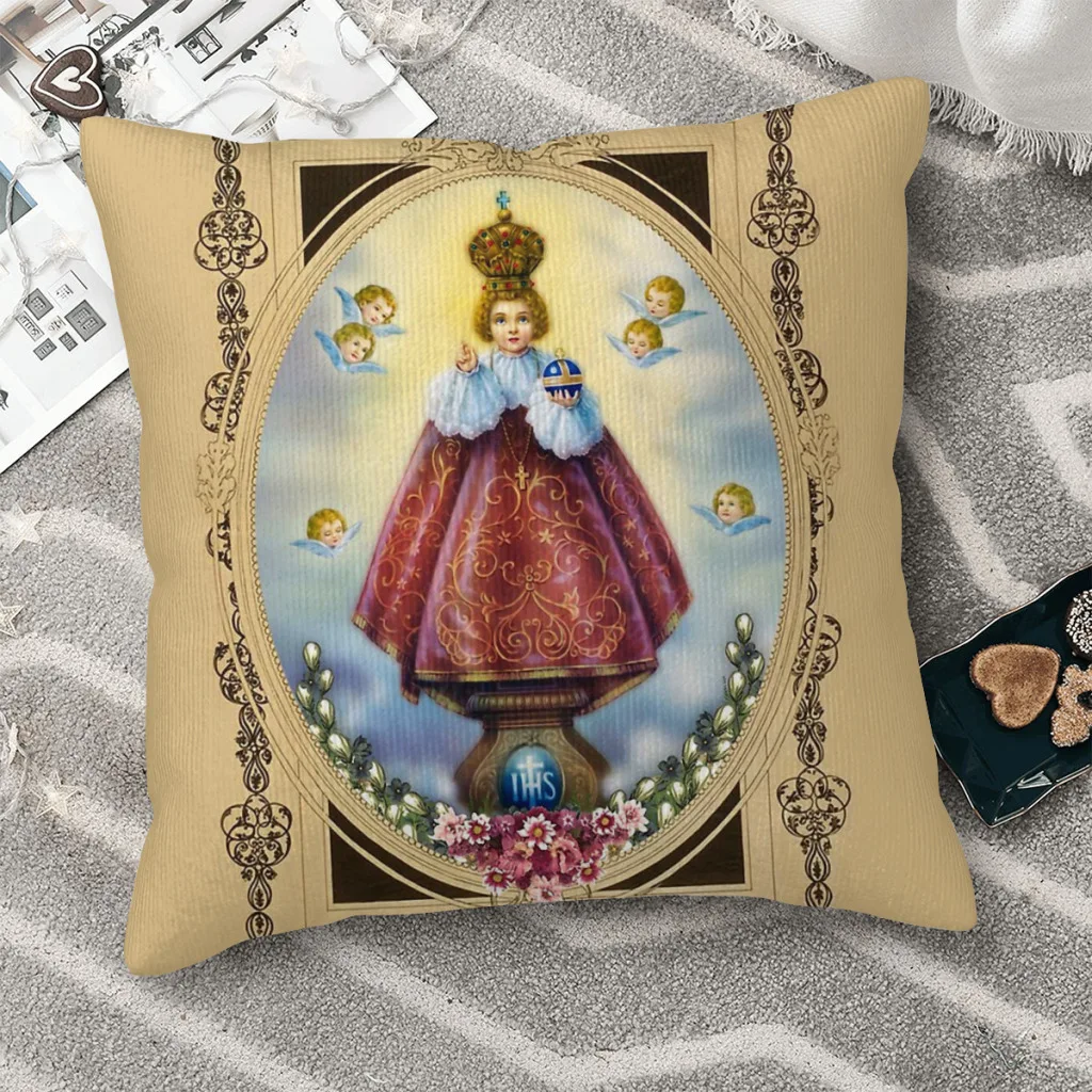 

The Infant of Prague Throw Pillow Case Jesus Christ Nativity Cushion Home Sofa Chair Print Decorative Hug Pillowcase