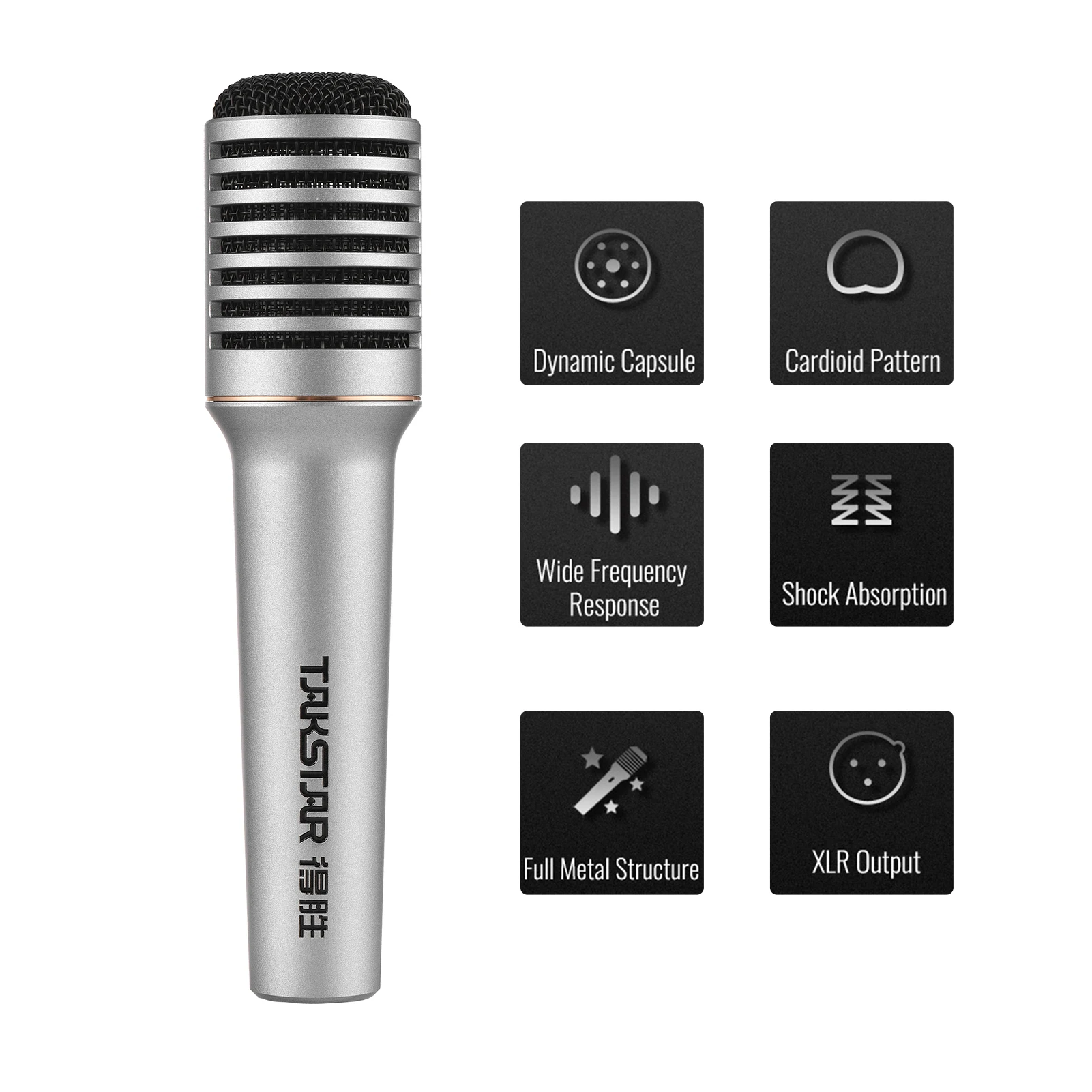 TAKSTAR TA-68 Profession Dynamic Microphone Dynamic Handheld Cardioid Condenser Wireless Microphone for livestream recording