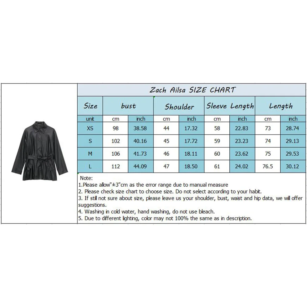 Autumn new fashion women's handsome versatile black lapel long sleeve with belt imitation leather shirt jacket