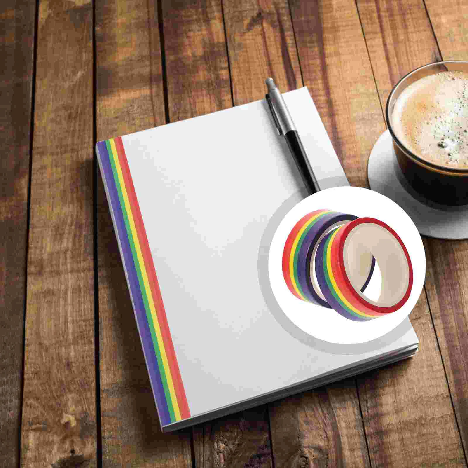 

2 Pcs Decorative Surface Stripe Tape Masking Color Stickers Crafts Tearable Washi DIY Paper Multi-purpose Colored Duct