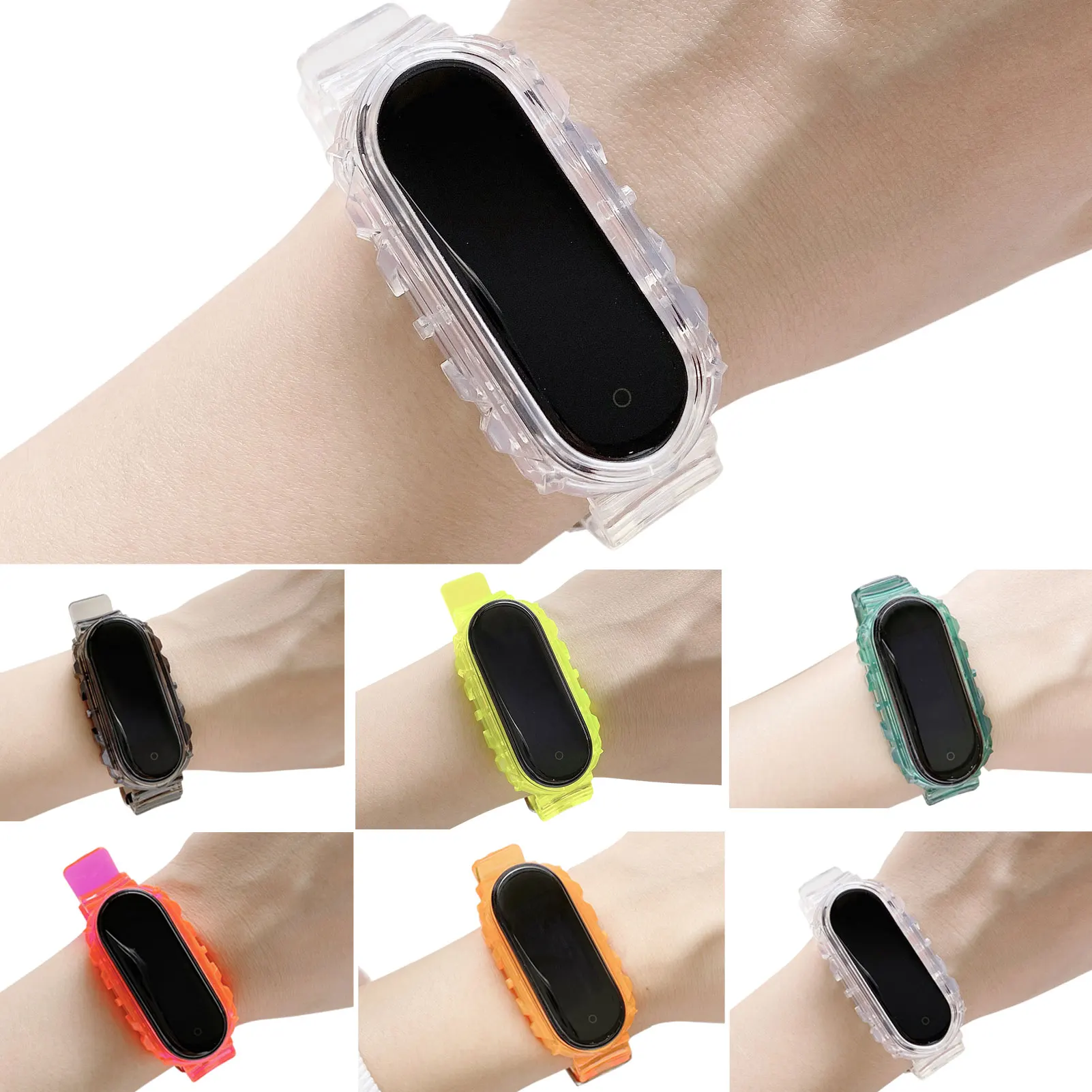 

Strap For Xiaomi MiBand 5 Transparent Bracelet Sport TPU Watch Wristband Miband Band4 Wriststrap ForXiaomi MiBand 3 4 5 Strap