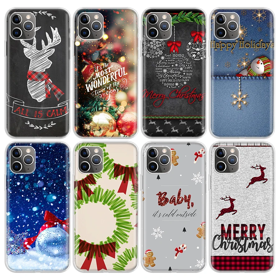

Merry Christmas gift Soft Silicone Phone Case For Apple iPhone 14 11 12 Mini 13 Pro XR X XS Max 7 8 6 6S Plus + 5 SE 2020 Cover