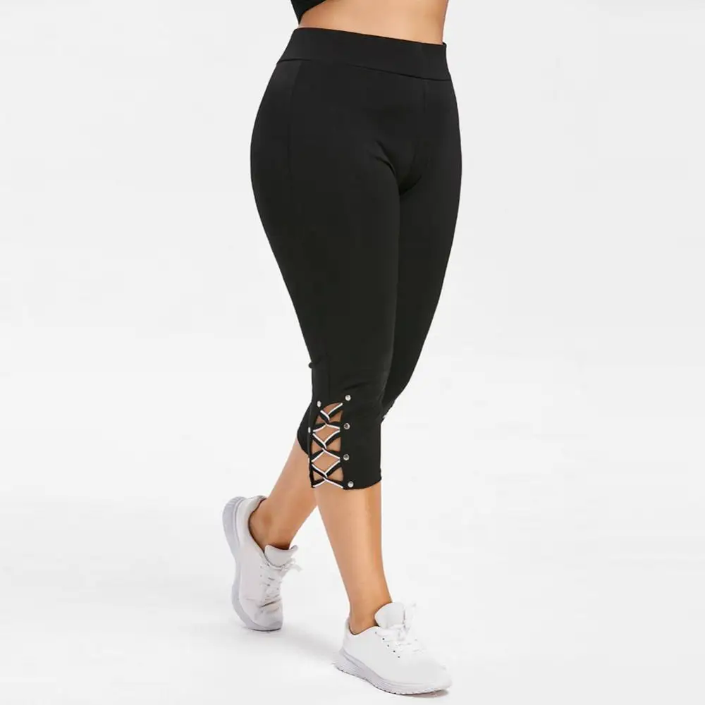 

Trousers Pants Elastic Women Leggings High Waist Bandage Cropped Yoga Shorts Plus Size