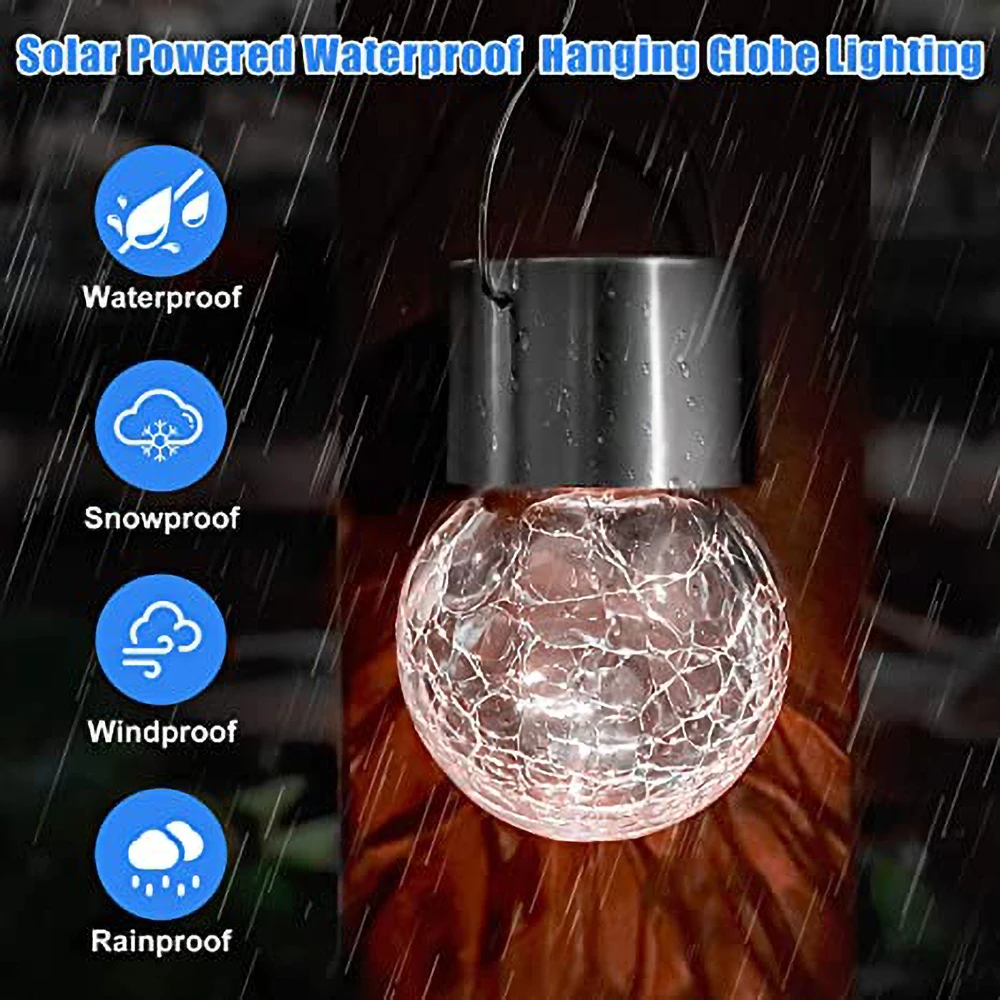 

Solar Bottle Hanging Lamp Outdoor Night Light Decorative Lamp Garden Creative Glass Jar LED Crack Light For Festival Decor