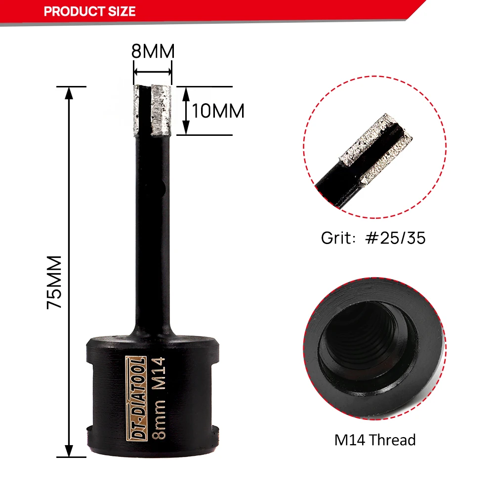 

DT-DIATOOL 1 шт. алмазные сверла сверла для мрамора гранита твердого гранита M14 или 5/8-11 Резьбовая пила сверло