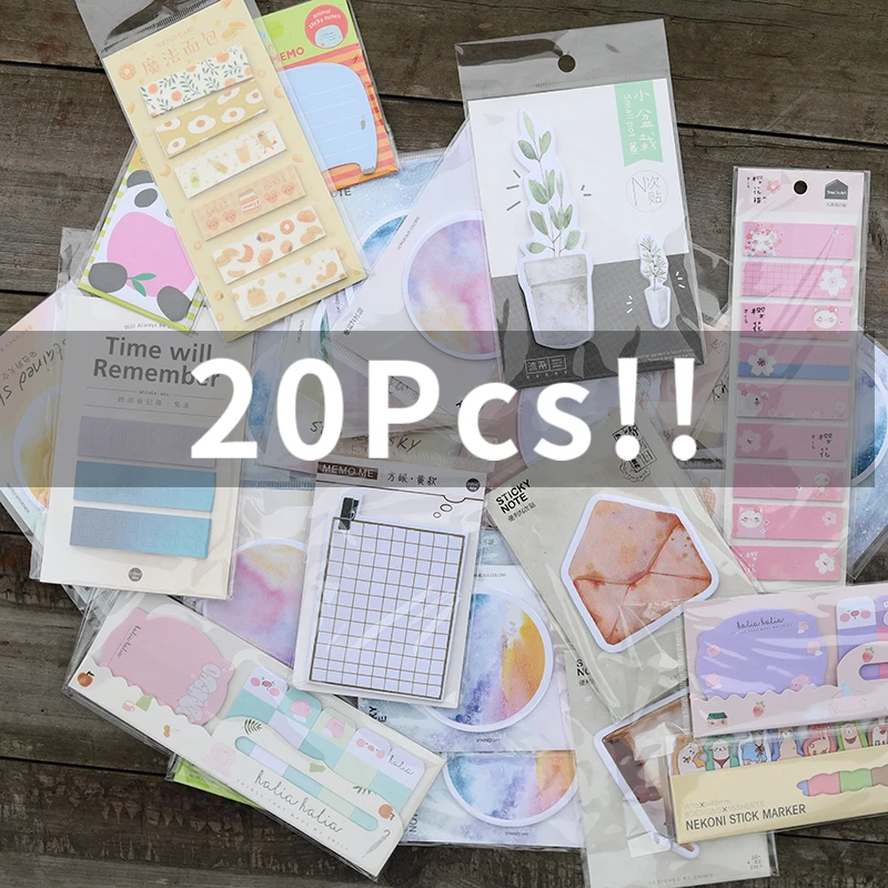 

20Pcs/Pack Cute Memo Pad Sticker Kawaii N Times Paper Sticky Decal Sticky Notes Diary Planner Scrapbooking Diy Bookmark Notepad