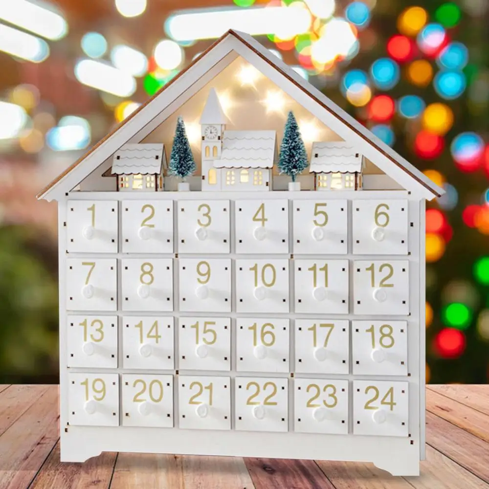 

Wooden White 24-day Countdown Calendar Christmas Digital Calendar Ornaments Christmas Decorations Home Crafts Ornaments